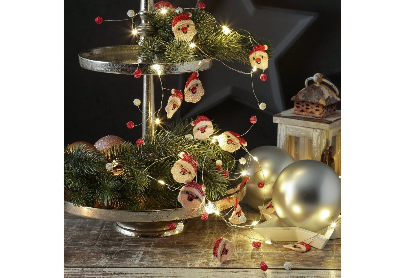 MARELIDA LED-Lichterkette Nikolaus Weihnachtsmann Deko Draht Weihnachtsgirlande 20LED L: 1,9m, 20-flammig von MARELIDA