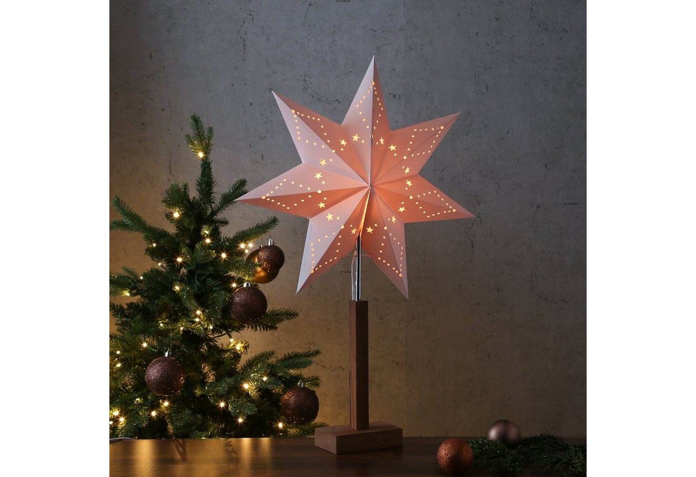 MARELIDA LED Stern Papierstern Lisa Weihnachtsstern Leuchtstern 68cm E14 Fassung Kabel von MARELIDA