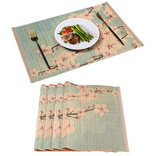 MARSCOOL Bambus-Tischsets für Esstisch, Platzsets 4er-Set, schmutzabweisend, hitzebeständig, langlebig und stabil, für Küchentisch (3093,7 cm, blau) von MARSCOOL