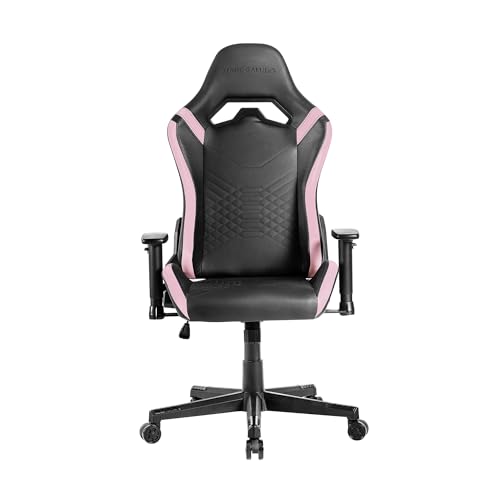 Mars Gaming MGC-PRO, Professioneller Gaming-Stuhl, PU-Leder-Oberfläche, 2D-Armlehnen und 135° Verstellbare Rückenlehne, Soft-Touch Lenden- und Nackenkissen, XL-Rollen und Klasse 4 Gasfeder, Rosa von MARSGAMING