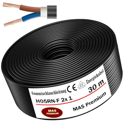 Von 5 bis 100m Gummischlauchleitung Energiekabel Baustellenkabel H05RN-F 2x 1 mm² Flexibel Leitung für schweren Geräten (30m) von MAS Premium