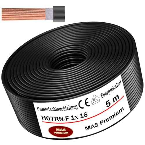 Von 5 bis 100m Gummischlauchleitung Energiekabel Baustellenkabel H07RN-F 1x16 mm² Flexibel Leitung für schweren Geräten (5m) von MAS Premium