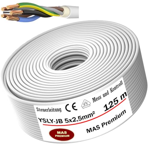 Von 5 bis 125 m YSLY-JB 5x2,5 mm² Flexibles Steuerkabel grau Verlege Kabel Mess-, Kontroll- und Regelungsleitung für Werkzeugmaschinen Steuerleitung E-Auto Ladebox Anschluss zur Ladestation (125m) von MAS Premium