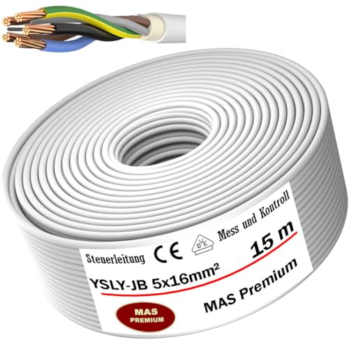 Von 5 bis 20 m YSLY-JB 5x16 mm² Flexibles Steuerkabel grau Verlege Kabel Mess-, Kontroll- und Regelungsleitung für Werkzeugmaschinen Steuerleitung E-Auto Ladebox Anschluss zur Ladestation (15m) von MAS Premium
