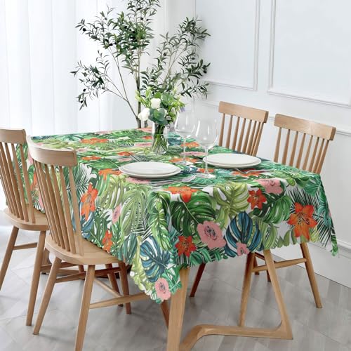 Tischdecke Abwaschbar Rechteckig, Hawaiian Palmblätter Fleckschutz Wasserdicht Tischdecken Florals Garten Tischdecken für Draußen Küche Party Deko Hochzeiten oder Haushalt 110x140cm von MAST DOO