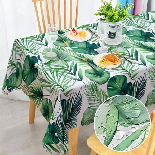 Tischdecke Abwaschbar Rechteckig, Hawaiian Palmblätter Fleckschutz Wasserdicht Tischdecken Florals Garten Tischdecken für Draußen Küche Party Deko Hochzeiten oder Haushalt 150x220cm von MAST DOO