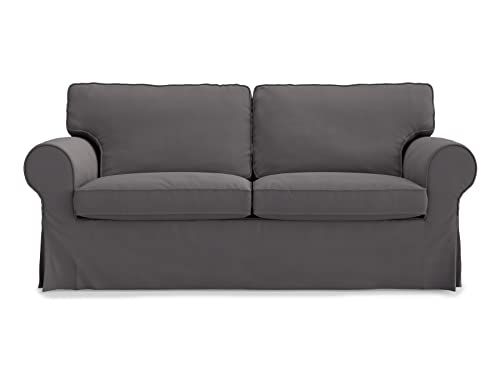 MASTERS OF COVERS Sofabezug für IKEA Ektorp 2-Sitzer, Dunkelgrau Sofa überzug Ektorp Couch überzug aus Baumwolle, Ektorp 2er Sofa Cover, 179x88x88cm von MASTERS OF COVERS