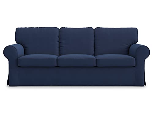 MASTERS OF COVERS Sofabezug für IKEA Ektorp 3-Sitzer, Blau Sofa überzug Ektorp Couch überzug aus Baumwolle, Ektorp 3er Sofa Cover, 218x88x88cm von MASTERS OF COVERS