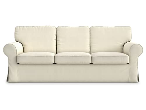 MASTERS OF COVERS Sofabezug für IKEA Ektorp 3-Sitzer, Creme Sofa überzug Ektorp Couch überzug aus Baumwolle, Ektorp 3er Sofa Cover, 218x88x88cm von MASTERS OF COVERS