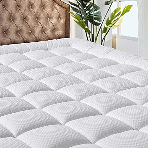 MATBEBY Bedding Quilted Fitted Mattress Pad Cooling Breathable Fluffy Soft Stretches up to 21 Inch Deep, Full Size, White, Mattress Topper Mattress Protector von MATBEBY