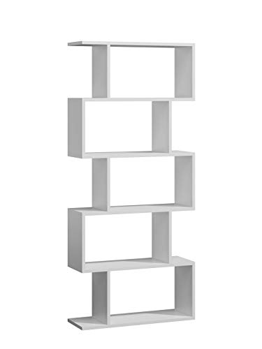 MATKAM BASK Bücheregal aus Holzspanplatten, B/H/T 76,4x176x28cm, Standregal, Würfelregal, freistehend, perfekt als Raumtrenner, in verschiedenen Ausführungen erhältlich (Weiß) von MATKAM