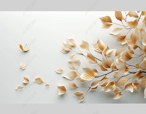 Fototapete 3D Effekt Tapete 3D Herbstblumen Blätter 3D Vlies Tapete Modern Wohnzimmer Schlafzimmer Wandtapete Motivtapeten 400Cm(W)*280Cm(H) von MATUDA