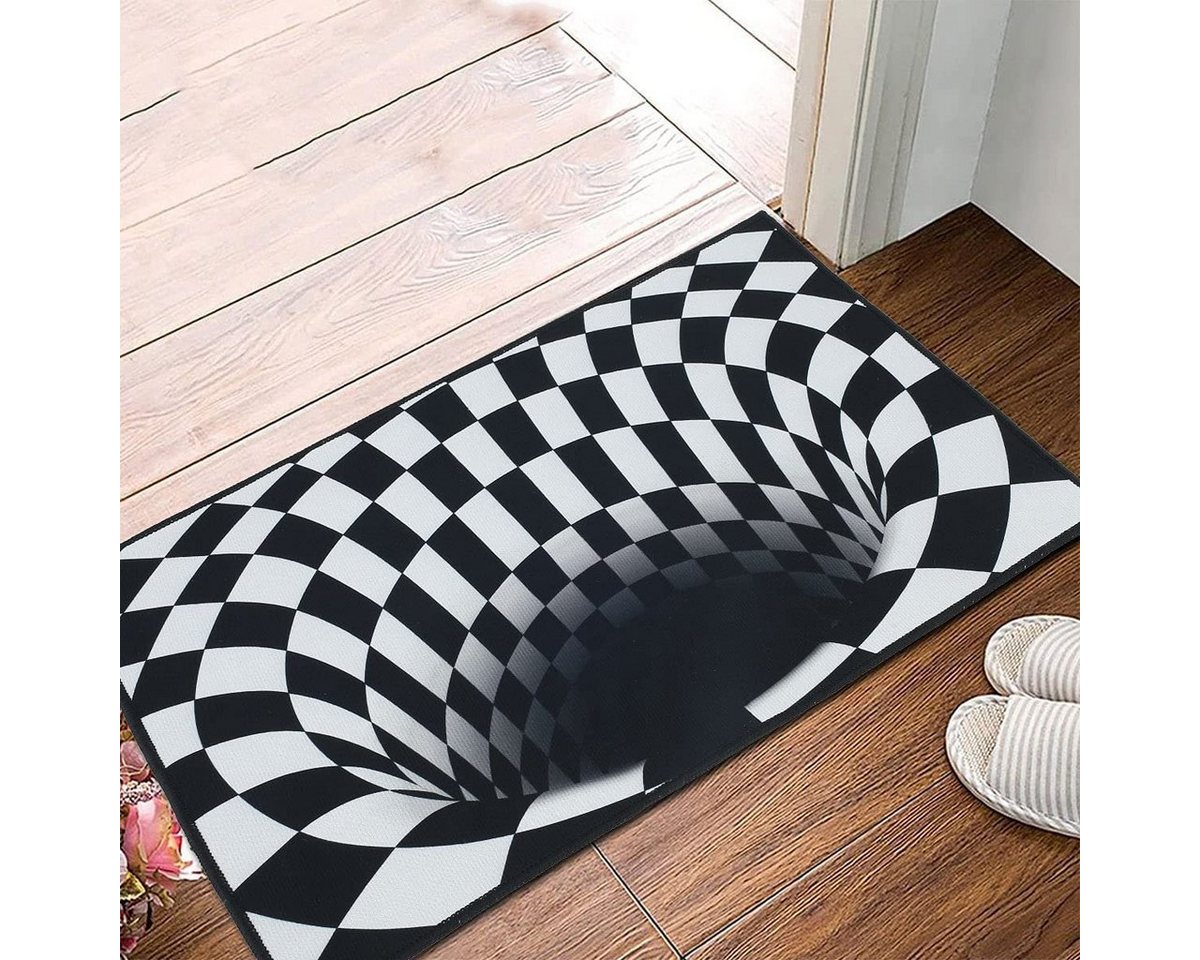 Fußmatte 3D Illusion Fußmatte Türmatte Schmutzfangmatte Teppich optische Täuschung Bodenmatte Außen Innen waschbar rutschfest 60x40cm, MAVURA von MAVURA