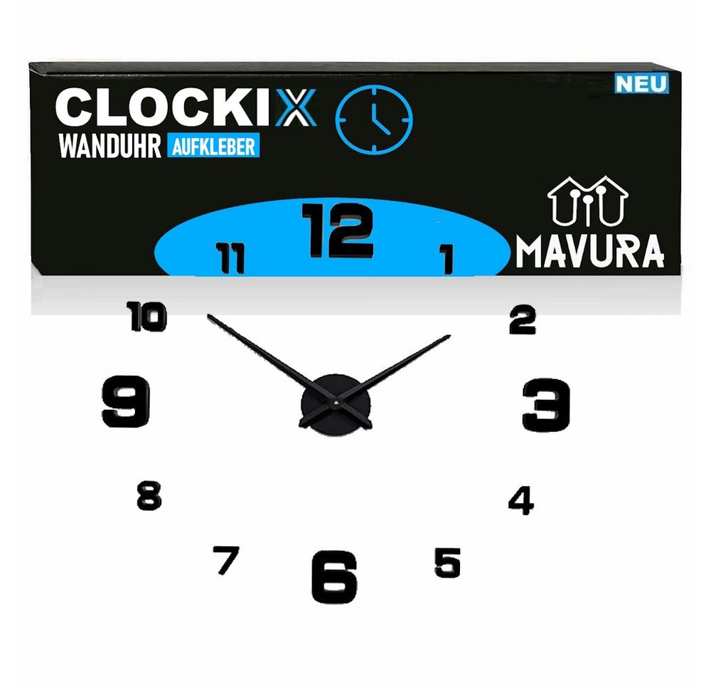 MAVURA Wanduhr CLOCKIX Wand Uhr Aufkleber DIY 3D-Effekt Wanduhr (Deko zum Aufkleben Design Wandtattoo Wohnzimmer) von MAVURA