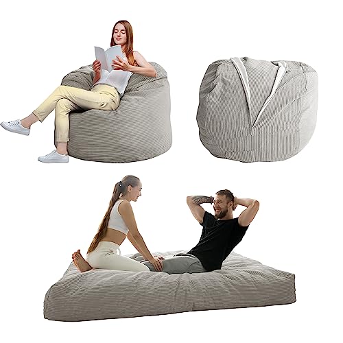 MAXYOYO Sitzsackstuhl – umwandelbarer Stuhl, lässt Sich vom Sitzsack zum Bett zusammenklappen – großes Sofa mit weichem Mikrofaserbezug, Perfekter Lounge- oder Gaming-Stuhl – Grau, Königin von MAXYOYO