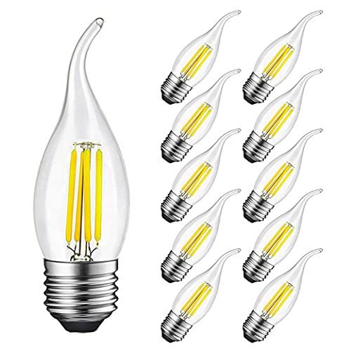 Glühbirne Kerze E27 4W Ersetzt 40W, 400 lumen, Kaltweiß 6500K, E27 LED Kerzenform Vintage Ideal für Kronleuchter und Kristalllichter, Nicht Dimmbar, Glas, 10er Pack - MAYCOLOR von MAYCOLOR