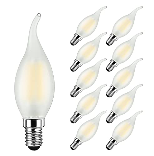 MAYCOLOR Glühbirne LED Kerzenform E14 4W Ersetzt 40W, 400 lumen, Kaltweiß 6500K, Birne Kerzenform E14 Ideal für Kronleuchter und Kristalllichter, Nicht Dimmbar, Glas Matt, 10er Pack von MAYCOLOR