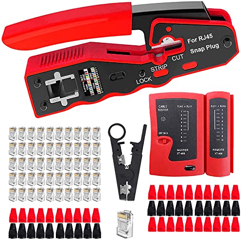 MAYLINEE RJ45 Netzwerk Werkzeug Crimpzange Kabel tester Kit für RJ11/RJ12, Cat5/Cat6 CAT7 Wartung LAN kabel Crimp Set, Crimpstecker Set professionelles Crimpen (Blau) von MAYLINEE-TECH