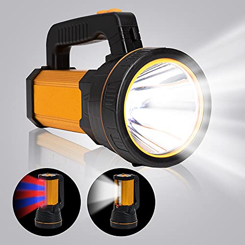 MAYTHANK Extrem helle Taschenlampe Led Aufladbar 10000 Lumen Akku Handscheinwerfer Handlampe Gross Suchscheinwerfer USB C Wiederaufladbare Flashlight Batteriebetrieben Laterne Camping von MAYTHANK