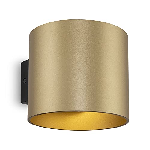 MAYTONI DECORATIVE LIGHTING Runde Wandleuchte Round,Flur Lampe, Zylinder, up & down, Matt Gold, Modernes Basic Design für Flur, Küche, Wohnzimmer, Büro, aus Aluminium, für 1 xGU9 50W (exkl.) von MAYTONI DECORATIVE LIGHTING