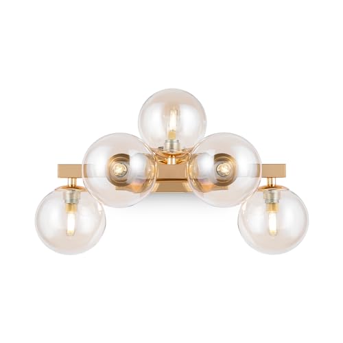 Maytoni Moderne Dallas Wandleuchte Gold und Bernstein 5xG9 28W Gold- oder chromfarbener Metallrahmen für Wohnzimmer, Esszimmer, Schlafzimmer von MAYTONI DECORATIVE LIGHTING