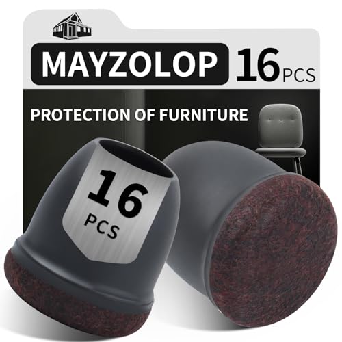 Schutzkappen Für Stuhlbeine mit Filz, Gummi stuhlbeinkappen, Filzgleiter, Möbelmatte Für Hartholzböden Rund Schwarz, Durchmesser 14-19mm 16pcs von MAYZOLOP