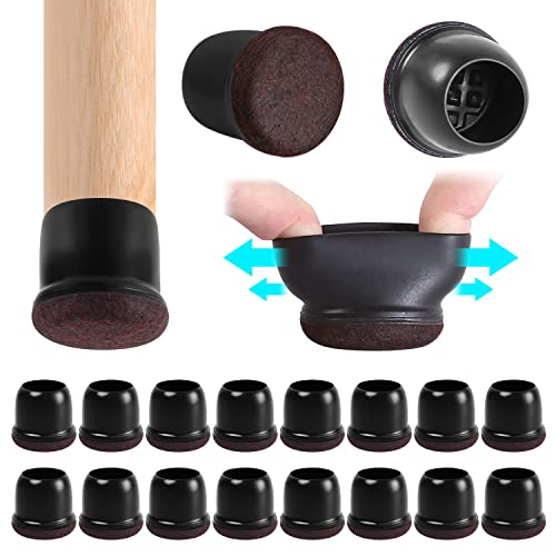 Schutzkappen Für Stuhlbeine mit Filz, Gummi stuhlbeinkappen, Filzauflage, Möbelmatte Für Hartholzböden Rund Schwarz, Durchmesser 19-25mm 16pcs von MAYZOLOP