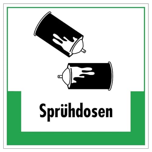 Aufkleber Abfallkennzeichnung Hinweis"Sprühdosen" Müllentsorgung Recycling Schild Folie selbstklebend, grün | 5-40cm Made in Germany, Größe: 40x40cm von MBS-SIGNS