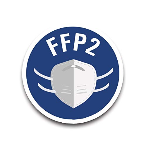 Aufkleber Hinweis FFP2-Maske benutzen Gebot Schild Folie Ø5-40cm | blau Made in Germany, Größe: Ø10 cm von MBS-SIGNS