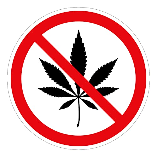 Fun Aufkleber Verbotszeichen"Cannabis verboten" Schild Folie selbstklebend | Ø5-30cm Made in Germany, Größe: Ø30 cm von MBS-SIGNS