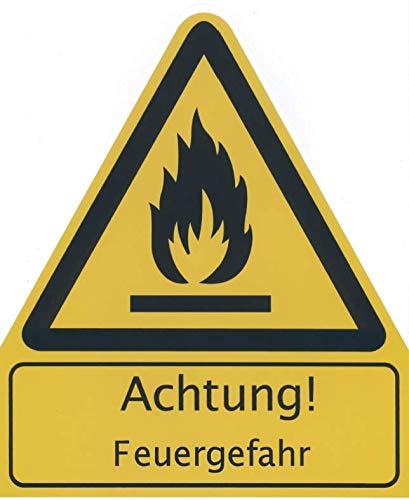 Warnaufkleber Dreieck"Achtung Feuergefahr" Warnung Warnschild 25x25cm gelb made by MBS-SIGNS in Germany von MBS-SIGNS