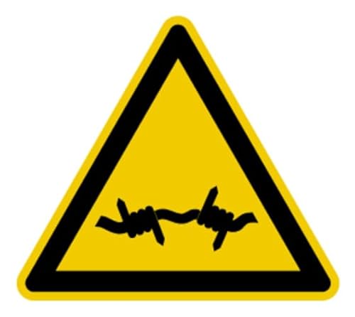 Warnaufkleber Warnung „Warnung vor Stacheldraht“ Dreieck Schild Folie nach ISO 7010 SL 5-30cm | signalgelb Made in Germany, Größen Name: 20 cm von MBS-SIGNS