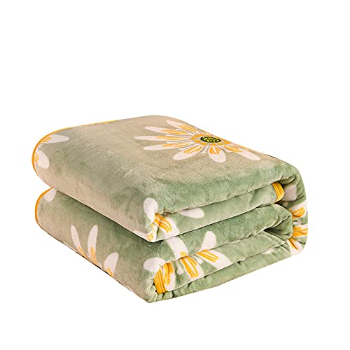 wohndecken kuscheldecken 150x200 cm Dicke kuscheldecke warm sofadecken Cartoon Grüne Chrysantheme Blume Decke wohndecke Flanell Bettdecke Schlafdecke Blanket für Erwachsene, Kinder und Babys von MBWLKJ