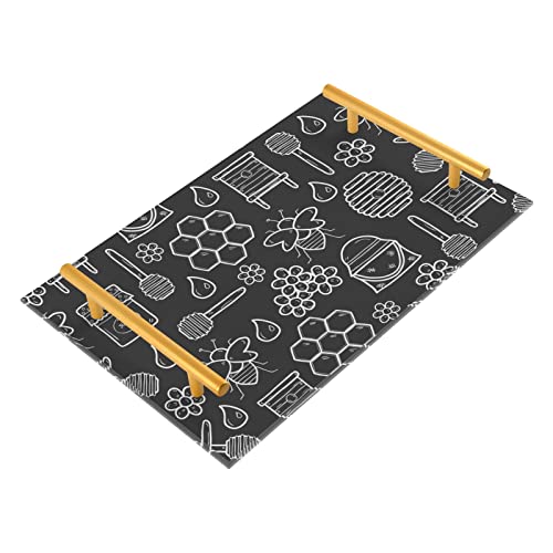 Biene Honig Blumen Badezimmer Waschtisch Tablett für Arbeitsplatte Dekorative Tabletts mit Griffen Acryl Küche Spülbecken Tablett für Waschtisch Kommode Badezimmer Home Decor von MCHIVER