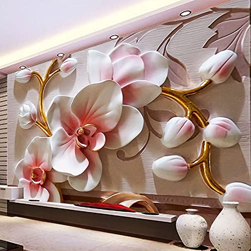 Fototapete 3D Kamee & Blumen Wandgemälde Tapete 3D Tapeten Wohnzimmer Schlafzimmer TV Hintergrund Wand Dekoration 400cm×280cm(Breite x Höhe) von MDJD