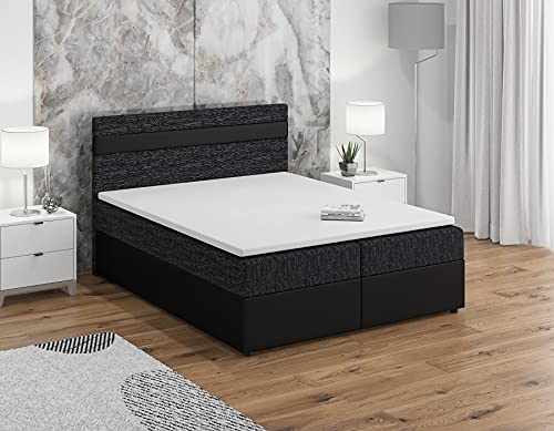 MEB INTERIOR Bett mit Bettkasten Kontinentales Bett mit dekorative Kopfteil Doppel Boxspringbett mit Matratze Schlafzimmer komplett Set - Anna - 140 x 200 - (Kornet 10+D8 140x200) von MEB INTERIOR