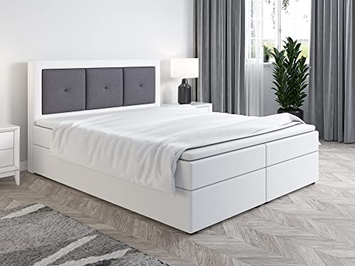 MEB INTERIOR Bett mit Bettkasten Kontinentales Bett mit dekorative Kopfteil Doppel Boxspringbett mit Matratze Schlafzimmer komplett Set - Luca - 180 x 200 - (Soft 17 180x200) von MEB INTERIOR