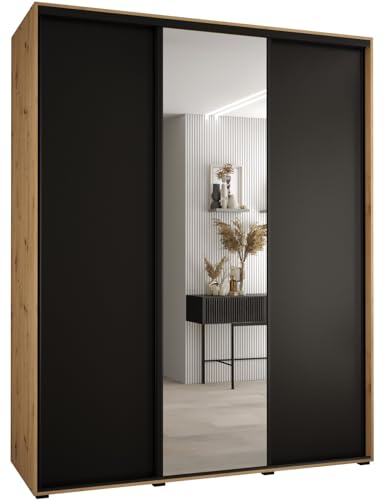 Kleiderschrank mit Spiegel Davos 3 Garderobenschrank - Schrank Schlafzimmer - Mehrzweckschrank 3 Schiebetüren - Regalen - Flur Möbel - Kleiderstange Schrank - Allzweckschrank - closet - Gaderobe Kleiderschrank mit Spiegel Davos 3 Garderobenschrank - Schrank Schlafzimmer - Mehrzweckschrank 3 Schiebetüren - Regalen - Flur Möbel - Kleiderstange Schrank - Allzweckschrank - closet - Gaderobe von MEBLE KRYSPOL