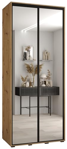 Kleiderschrank mit Spiegel Davos 2 Garderobenschrank - Schrank Schlafzimmer - Mehrzweckschrank 2 Schiebetüren - Regalen - Flur Möbel - Kleiderstange Schrank - Allzweckschrank - closet - Gaderobe Kleiderschrank mit Spiegel Davos 2 Garderobenschrank - Schrank Schlafzimmer - Mehrzweckschrank 2 Schiebetüren - Regalen - Flur Möbel - Kleiderstange Schrank - Allzweckschrank - closet - Gaderobe von MEBLE KRYSPOL