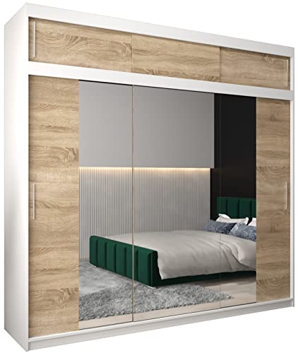 MEBLE KRYSPOL Kleiderschrank mit Spiegel Tokyo 2 - Garderobenschrank - Schrank Schlafzimmer - Mehrzweckschrank DREI Schiebetüren - Regalen - Flur Möbel - Kleiderstange Schrank - Allzweckschrank MEBLE KRYSPOL Kleiderschrank mit Spiegel Tokyo 2 - Garderobenschrank - Schrank Schlafzimmer - Mehrzweckschrank DREI Schiebetüren - Regalen - Flur Möbel - Kleiderstange Schrank - Allzweckschrank von MEBLE KRYSPOL