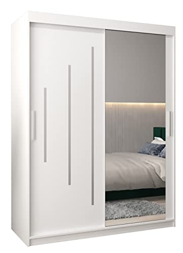 MEBLE KRYSPOL Kleiderschrank mit Spiegel York 2 - Garderobenschrank - Schrank Schlafzimmer - Mehrzweckschrank Zwei Schiebetüren - Regalen - Flur Möbel - Kleiderstange Schrank - Allzweckschrank MEBLE KRYSPOL Kleiderschrank mit Spiegel York 2 - Garderobenschrank - Schrank Schlafzimmer - Mehrzweckschrank Zwei Schiebetüren - Regalen - Flur Möbel - Kleiderstange Schrank - Allzweckschrank von MEBLE KRYSPOL