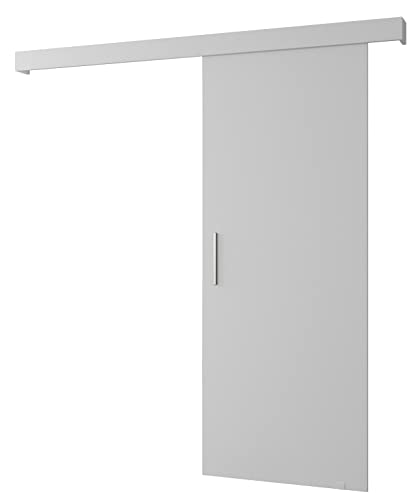 MEBLE KRYSPOL Salwador 1 Schiebetürsystem mit Schienenabdeckung - Innenwand-Schiebetüren - Eingelassene Dachbodentüren - Solide Konstruktion - 70x204 cm - Weiß Weiß Silber von MEBLE KRYSPOL