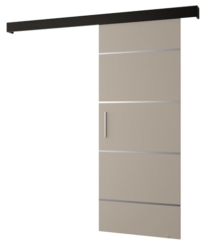 MEBLE KRYSPOL Salwador 4 Schiebetürsystem mit Schienenabdeckung - Zierstreifen - Wandschiebetüren für Innenräume - Starke Konstruktion - 70x204 cm - Kaschmir Schwarz Silber von MEBLE KRYSPOL