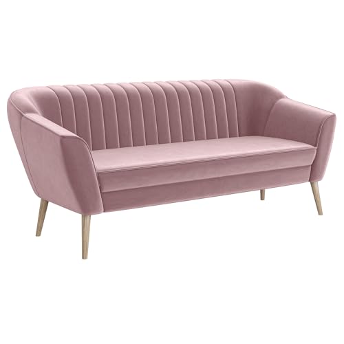 MEBLINI Mini Sofa 3-Sitzer für Wohnzimmer - Mini Lounge für DREI Personen - Küchensofa - Sofa Klein - KAIA - 3 - Rosa Samt von MEBLINI