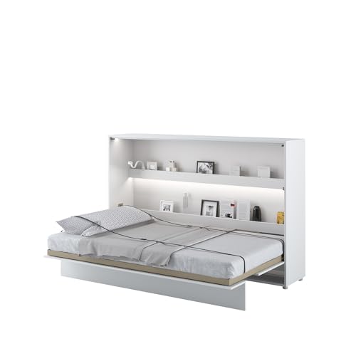 MEBLINI Schrankbett Bed Concept - Wandbett mit Lattenrost - Klappbett mit Schrank - Wandklappbett - Murphy Bed - Bettschrank - BC-05-120x200cm Horizontal - Weiß Matt von MEBLINI