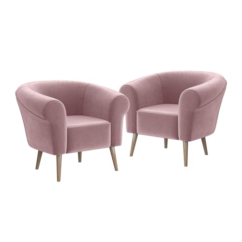 MEBLINI Sofa Sessel für Wohnzimmer 2er Set - Mini Lounge für Zwei Personen - Sitzgarnitur - Polstergarnitur - Emilia - 1+1 - Rosa Samt von MEBLINI