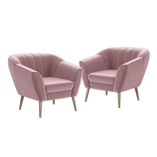 MEBLINI Sofa Sessel für Wohnzimmer 2er Set - Mini Lounge für Zwei Personen - Sitzgarnitur - Polstergarnitur - KAIA - 1+1 - Rosa Samt von MEBLINI