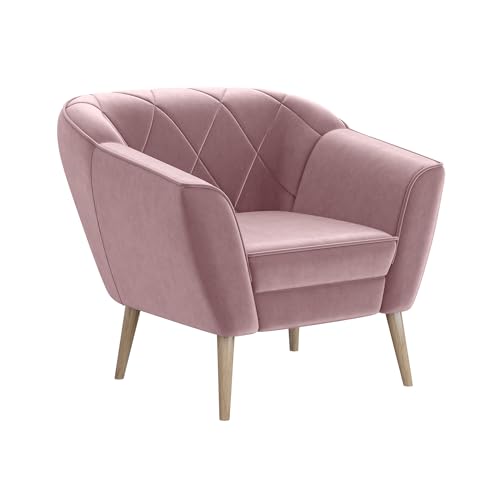MEBLINI Sofa Sessel für Wohnzimmer - Mini Lounge für eine Person - Loungesessel - Armlehnstuhl - Armchair - Gisela - 1 - Rosa Samt von MEBLINI