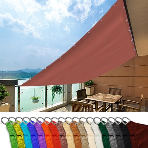 Sonnenschutz Balkon 1.8x8.5m, Sichtschutz Regenschutz Hitzeschutz Sonnenschutz Segeltuchl Rechteck für HüHnerstall Strand Pool， braun von MEEYI