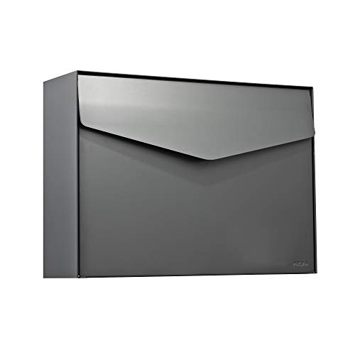 MEFA Briefkasten Letter 112 (Farbe basaltgrau Postkasten mit Sicherheitsschloss, Brief Design, Größe 312x430x128 mm) 112520DE von MEFA